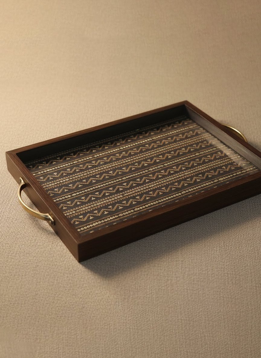 Embroidered Zig-Zag Stripe Serving Tray